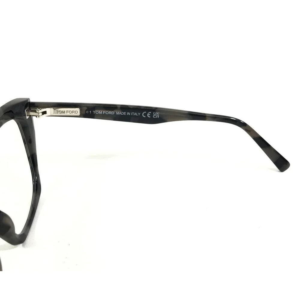 Tom Ford Eyeglasses Frames TF5709-B 056 Shiny Dark Gray Havana Cat Eye 54-17-140